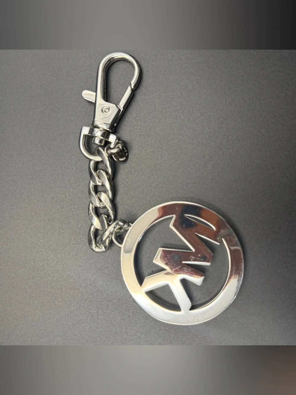 Michael Kors Silver-Tone MK Round Logo Key Fob